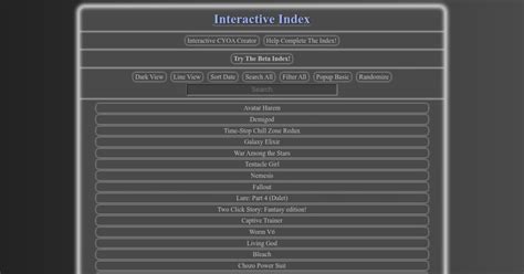 Interactive Index: A List of CYOA Links